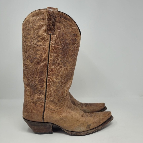 [SOLD]Dan Post Boots Womens 9.5M Santa Rosa Snip Toe Tan Western Cowboy DP3463 - Picture 2 of 10